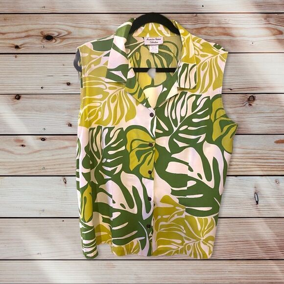 Hawaii USA 🇺🇸 made vintage sleeveless button up top excellent quality - Picture 3 of 11